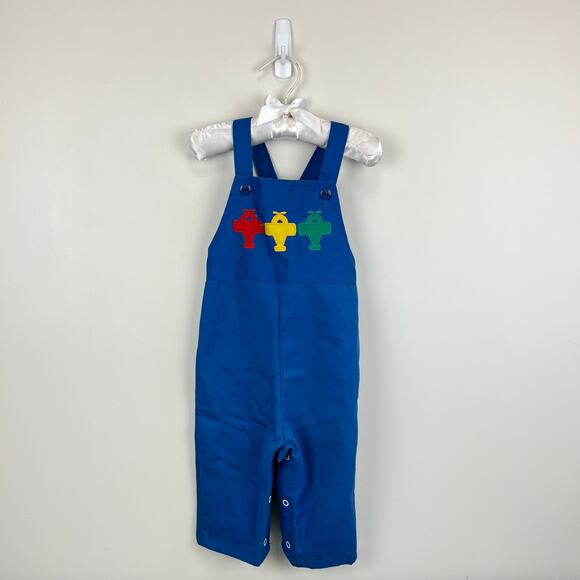 Vintage Healthtex Applique Airplane Overalls 18 Months USA - Picture 1 of 6